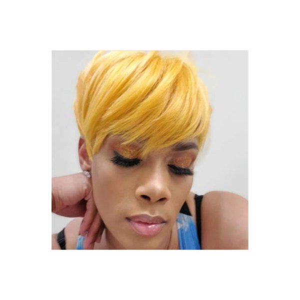 FCHW-wig Short Yellow Hair Wigs For Black Women Short Pixie Cuts Wigs For Black Women Short Straight Black Ladies Wigs Synthetic Short Wigs For Black Women African American Women Wigs (220)