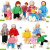 20 Pcs Wooden Dollhouse Family Set of 16 Mini People Figures and 4 Pets, Dollhouse Dolls Wooden Doll Family Cosplay Figures Accessories for Pretend Dollhouse Toy (Vivid Style)