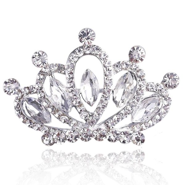 Yean Mini Princess Crown Comb Silver Crystal Tiara Hair Comb Rhinestone Hair Accessories Decorations for Women and Girls (Silver)