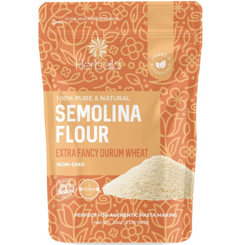 Semolina Flour 2lbs / 32oz, Fine Semolina Flour for Pasta, Pizza Dough, Cake Flour and Bread Flour, 100% Fine Ground All-Natural Durum Wheat From CANADA.