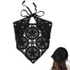 Voeveg Crochet Bandana for Women Crochet Headband Knitted Triangle Head Hair Scarf Cute Crochet Headbands for Women Boho Knit Lace Floral Mushroom Bandana Strawberry Headband Women Black