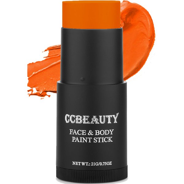 CCBeauty Neon UV Orange Eye Black Face Body Paint Stick Oil, EyeBlack Halloween Face Painting Kit Glow in the Black Lights Makeup,Cream FacePaints Hypoallergenic for Cosplay Costume Parites Supplies