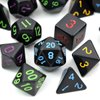 IvyFieldDice 5 Sets New Black Polyhedral Dice with Satin-Lined Velvet Bag for Dungeons and Dragons DND RPG MTG D20 D12 D10 D8 D6 D4