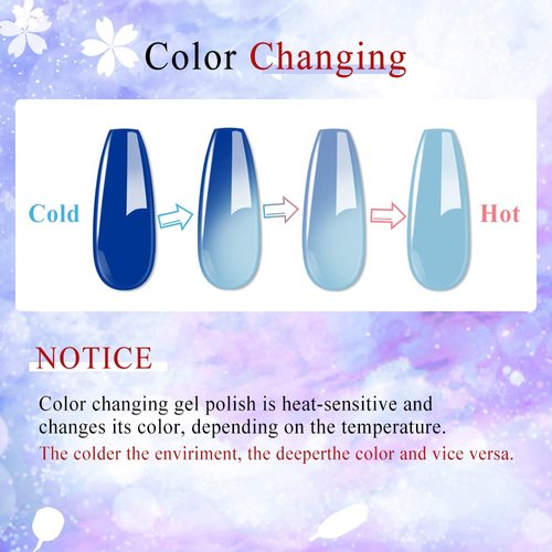 MIZHSE Mood Temperature Color Changing Nail Polish Set, Glow in the Dark Gel Nail Polish Black Pink Green Blue Yellow Orange 8 Colors Soak Off Gel Polish for Nail Art Manicure DIY at Home