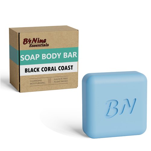 B4Nine Natural Soap Bar - Deep Cleansing and Hydration for All Skin Types - Nourishing with Coconut Oil and Cocoa Butter - Black Coral Coast, 4.5 oz