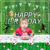 Irenare 2 Pcs Soccer Birthday Party Decorations 5 x 3 ft Happy Birthday Soccer Banner Backdrop 108 x 54 Soccer Table Cloth Plastic Soccer Theme Table Cover for Soccer Birthday Party Supplies
