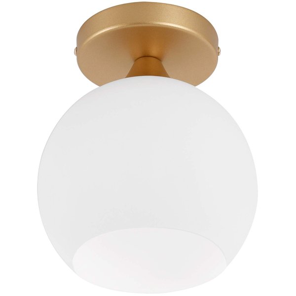 Brixury Gold Semi Flush Mount Ceiling Light Fixture with White Glass Globe Shade