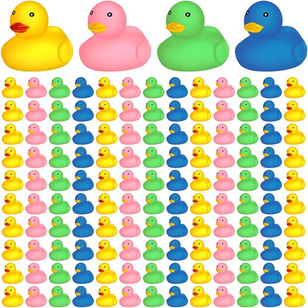 Rubber Ducks Bath Toy Multicolor Mini Rubber Duck Bulk Float Duck Baby Bath Toy, Shower Birthday Party Christmas Favors Gift (100 Pcs)