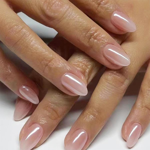 30 Pcs Nude Pink Press on Nails Short Almond - YEFIUO Extra Short Fake Nails Press ons Nail Art Tips French Glitter Glue on Nails with Design Full Cover False Nails Stick on Nails Acrylic Nail Kit
