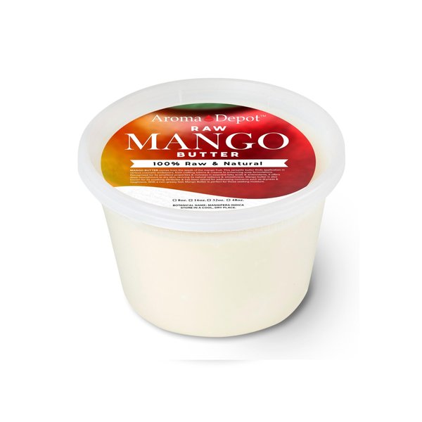 Aroma Depot 12oz. Pure Raw Mango Butter - Unrefined, 100% Natural - Skin, Body, Hair Care - DIY Body Butter, Lotions, Creams - Reduces Fine Lines, Wrinkles, Eczema, Psoriasis - Hexane-free