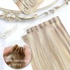 Moresoo Seamless Clip in Hair Extensions Human Hair Blonde Invisible Clip in Human Hair Extensions Seamless Platinum Blonde PU Seamless Extensions Clip in Human Hair Blonde #60 7pcs/120g 22inch