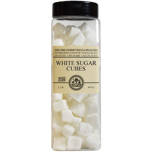 India Tree Rough Cut Mauritius White Sugar Cubes, 1.1 Pound Jar, Unrefined Sugar Cube, Kosher, Non GMO
