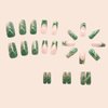 BABALAL Green Press on Nails Medium Square Fake Nails French Tip Stick on Nails Gold Design Acrylic Nails 24Pcs Squoval False Nails