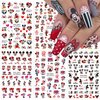 Cute Nail Art Stickers 6 Sheets Cute Nail Decals 3D Self Adhesive Cute Cartoon Nail Stickers Valentine's Day Heart Kawaii Nail Decals Charms for Women Girls Valentine's Day Nail Decoration Supplies