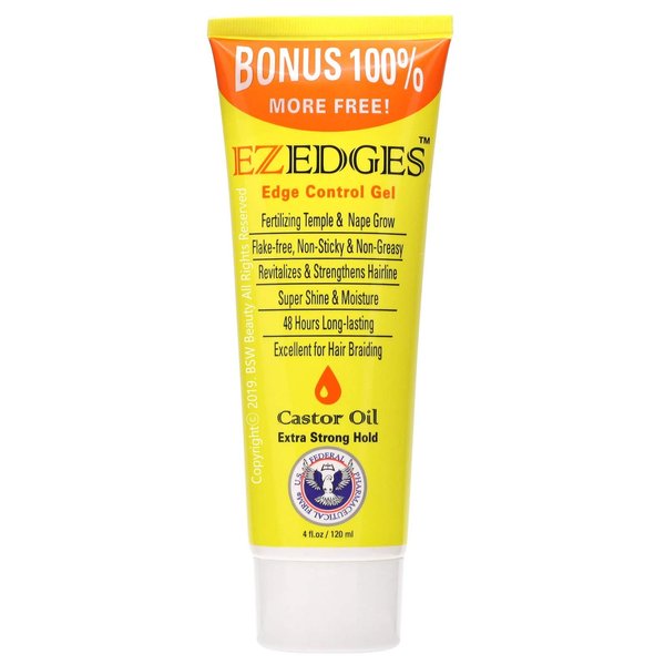 EZEDGES EDGE CONTROL GEL Extra Strong Hold (Castor Oil), 4 oz.