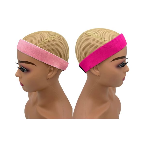 Hair Bands Wig Band 2 Pcs Lace Wig Hair Bands Headband Wig Elastic Bands For Wig Front Lace Wig Headband Melted Elastic Band Bright Pink Adjustable Velcro non-slip For Wig Lace Fixation (2 Pcs/Pack)