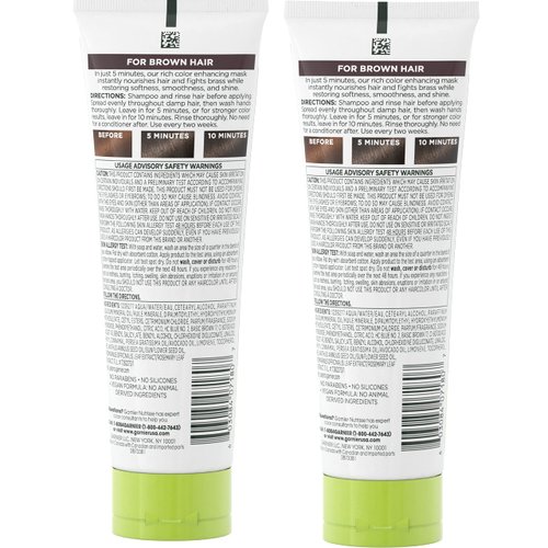 Garnier Hair Color Nutrisse Color Reviver 5 MIN Color Mask, Cool Brown for Color Treated Hair to Nourish & Fight Brass (For Brown Hair), 4.2 Fl Oz, 2 Count (Packaging May Vary)