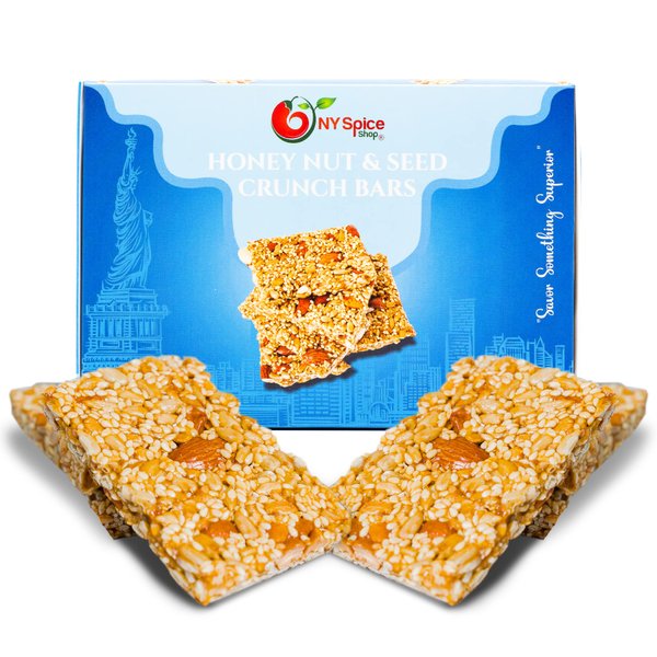 NY SPICE SHOP Honey Nut and Seed Crunch Bars – 1 Pound (16 oz.) Honey Sesame Brittle – Sesame Seed Candy – Sesame Seed Honey Bars – Great Snack & Crunchy Flavour