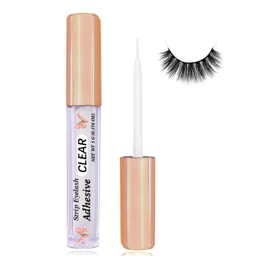 Clear Eyelash Glue Super Strong Hold Clear Eyelash Adhesive Waterproof Lash Glue Latex-Free Suitable for Sensitive Eyes Lashes Glue 5ml 0.18 OZ (1 Pack Clear)