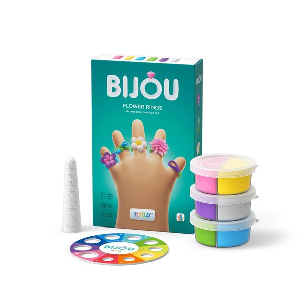 Fat Brain Toys Hey Clay Bijou Flower Rings Arts & Crafts Clay Kit for Kids Ages 5 to 11
