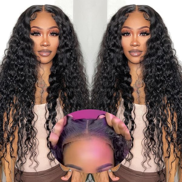 30 Inch Wear and Go Glueless Wigs Human Hair Pre Plucked Pre Cut 13x4 HD Lace Frontal Wigs Human Hair for Women 180% Density Ready to Wear Glueless Water Wave Lace Front Wigs Human Hair No Glue Wigs