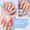 Beetles Jelly Gel Nail Polish, 6 Colors Summer Crystal Glass Translucent Pastel Gel Polish Blue Red Green Purple Yellow Soak Off UV Gel Polish with Mermaid Bubble Beads Nail Art Rainbow Nails