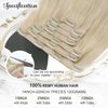Moresoo Seamless Clip in Hair Extensions Human Hair Blonde Invisible Clip in Human Hair Extensions Seamless Platinum Blonde PU Seamless Extensions Clip in Human Hair Blonde #60 7pcs/120g 22inch
