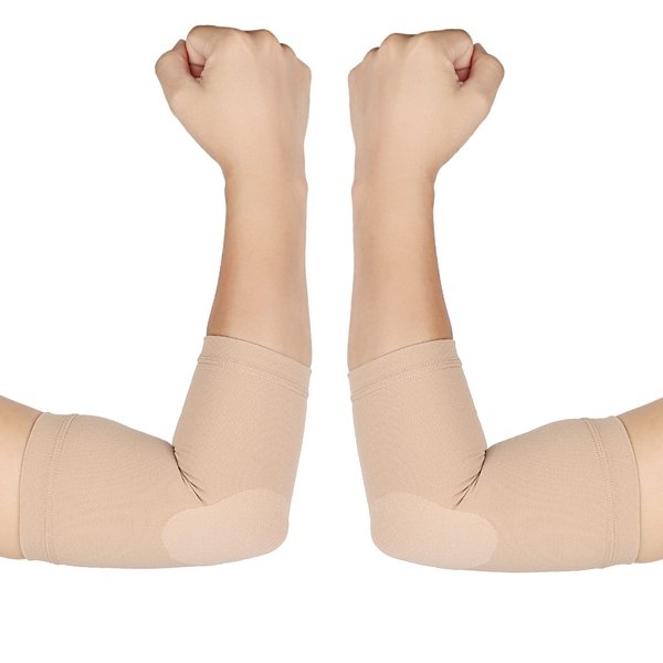 TOFLY® Elbow Compression Sleeves for Unisex, 20-30 mmHg Tennis Elbow Brace Support - Tendonitis and Tennis Arm Sleeves for Pain Relief & Arthritis, Elbow Protector Support Wrap for Recovery, Beige XL
