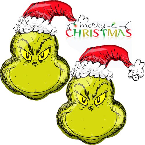 Amscan Licensed Grinchmas Party Supplies, Intended for Seuss Grinch Christmas Theme Collection, Balloon Set of 2, Officially Licensed by Anagram With Christmas Card