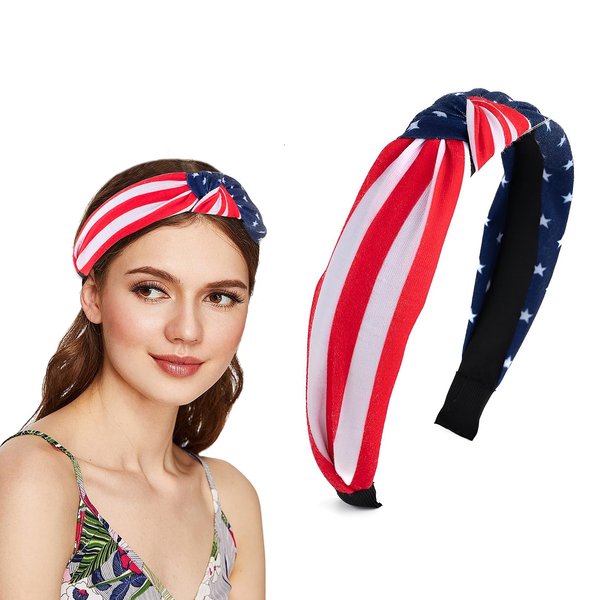 American Flags Wide Headband for Women Girls - 1Pcs Patriotic USA Flags Headband Red White and Blue Hair Band 4th of July of Hair Accessories Party Supplies for Women Men Independence Day Head Band