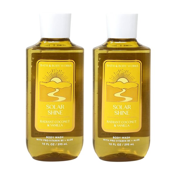 Generic Bath and Body Work SOLAR SHINE 2 Pack Body Wash Bundle - 10 fl oz / 295 mL each, Yellow