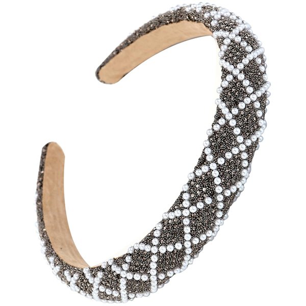 NARUNING 1Pcs Fashion Ladies Crystal Hair Hoop, Rhinestone Pearl headband, Padded Headbands, for Women and Girls (Gray)