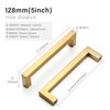 Redunest Cabinet Pulls Gold Cabinet Handles Square Drawer Pulls, 10 Pack 5 Inch Stainless Steel Kitchen Door Cupboard Cabinet Handles, Drawer Hardware Handles, 128mm Hole Centers