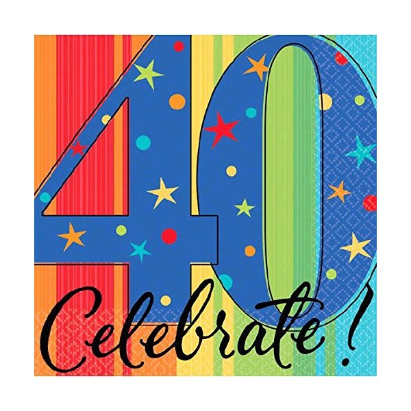 Amscan Must-Have Beverage Table Napkins with A Year to Celebrate Theme 40", Multicolored, 5"x5"
