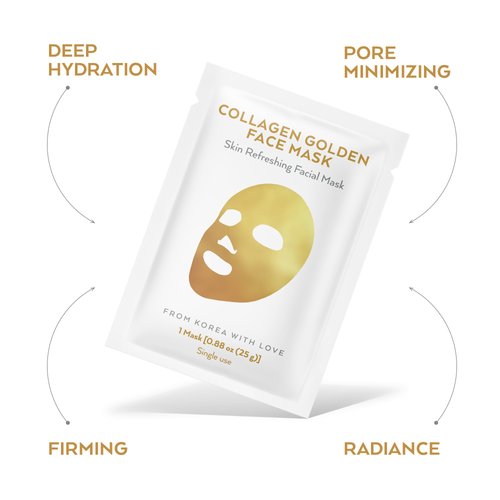 Korean Collagen Face Mask 15 PACK - 24K Gold Face Mask Skin Care - Premium Alternative to Korean Sheet Masks - Deep Collagen Mask For Face, Skin - Hydrating Face Masks Skincare - Korean Face Mask Set