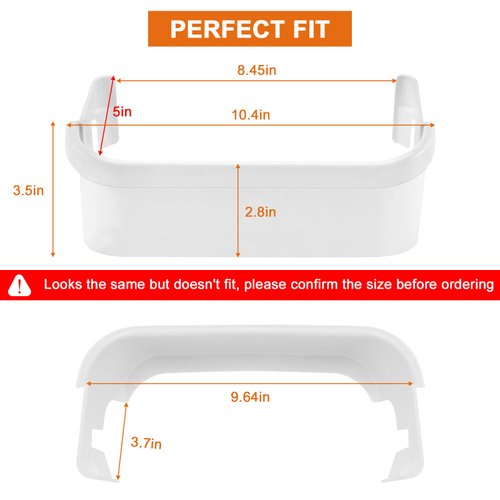 240351601 Refrigerator Freezer Door Bin Side Shelf Compatible with Ken.more Fri.gidaire Refrigerator Replace 240351607 891154 AP2115974-2 PACK White Freezer Lower Door Shelf Bin By Fetechmate