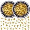Pndeyo 2 Boxes Ocean Theme Nail Charms, Sea Beach Starfish Seashell Nail Decals Accessories, Metal 3D Nail Gems Jewelry Decoration Supplies for Manicure DIY Nail Embellishments- Gold
