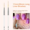 TEOYALL Fine Liner Brush, Nail Art Striping Brushes 5/7/9/11/20mm Thin Line Nail Brush Detail Drawing Brush Gel Nail Polish Brush
