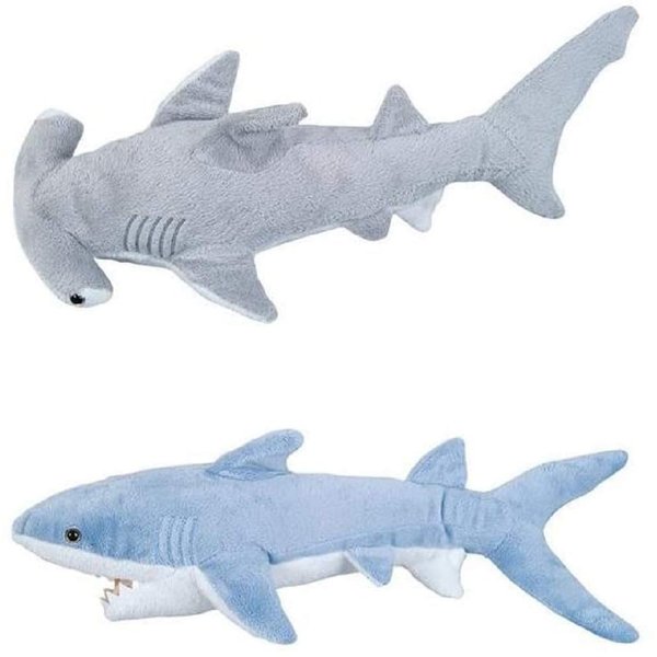 Adventure Planet - Set of 2 Plush Sharks Mako and Hammerhead Shark - Stuffed Animal -Ocean Life - Soft Cuddly Shark Week Tank Toy, 20in. and 19in. Set