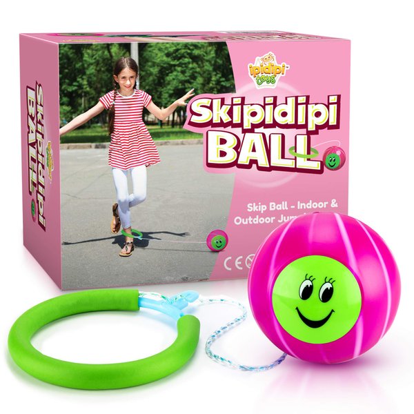 IPIDIPI TOYS Skip It Ankle Toy - Pink Retro Skipit Toy Hopper Ball, Ankle Jump Rope Skip Ball, Improve Coordination, Fun Exercise Playground Ball - Best Retro Birthday Gift for Kids Ages 5-12