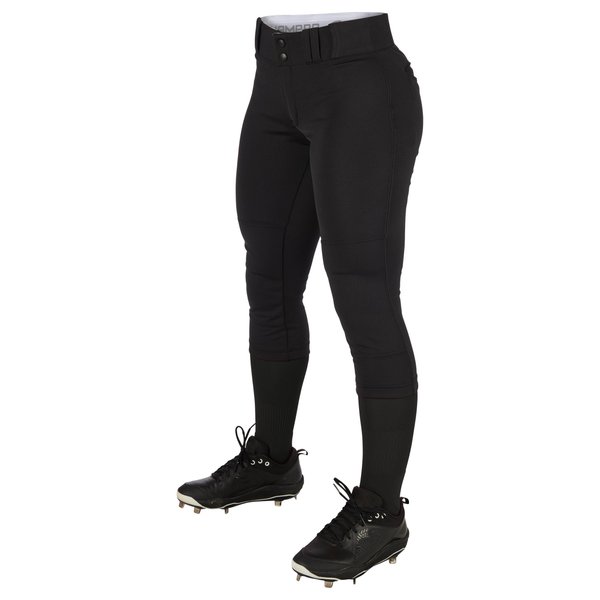CHAMPRO Women's Tournament Traditional Low-Rise Polyester Softball Pant, Medium, Black