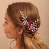 Jumwrit Bridal Hair Comb Red Rhinestone Crystal Wedding Hairpiece for Bride Bridesmaid Dainty Bridal Hair Accessories for Women Girls