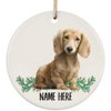 Funny Personalized Name Dachshund Cream Gifts 2025 Christmas Tree Ornaments Circle Ceramic