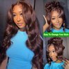 Chocolate Brown Body Wave Lace Front Wigs Human Hair 13x4 HD Lace Frontal Wigs Pre Plucked with Baby Hair 180% Density Light Brown Wigs Brazilian Virgin Human Hair Lace Front Wigs for Women 24 Inch