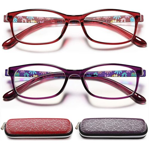 EYEURL Reading Glasses Womens Blue Light Blocking - 2 Pack Anti-blue Readers for Women UV Protection Eyeglass +2.0