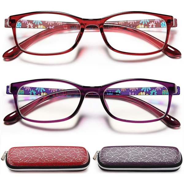 EYEURL Reading Glasses Womens Blue Light Blocking - 2 Pack Anti-blue Readers for Women UV Protection Eyeglass +2.0