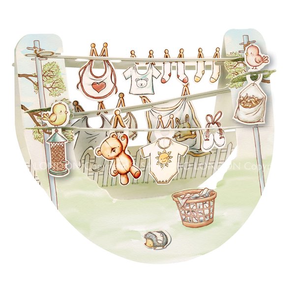 PopnRock Card - New Baby, Washing Line