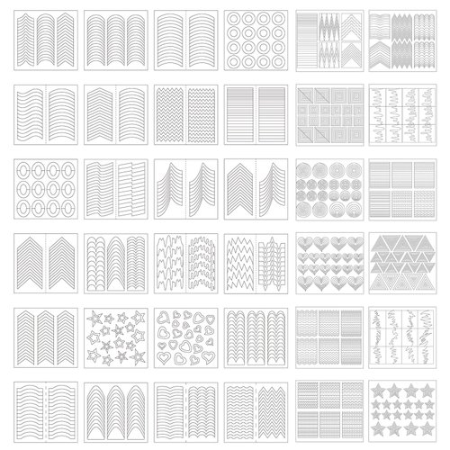 eBoot 1275 Pieces 49 Designs Nail Art Stencils French Tip Guides Stickers Form Fringe Guides Vinyl, 36 Sheets