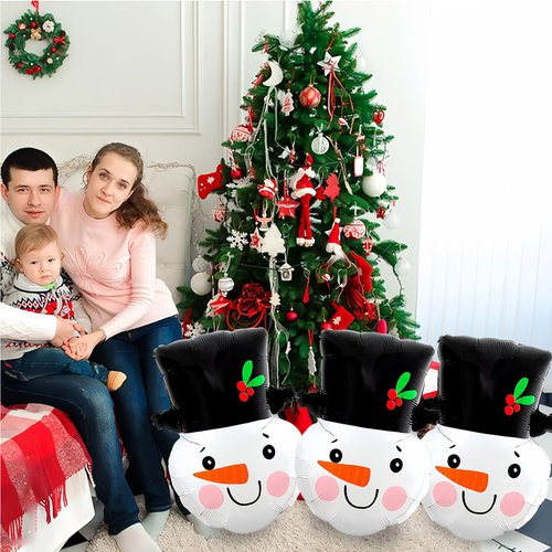 BELSITA 3pcs Christmas Balloons Snowman Aluminum Foil Balloons Black Hat Big Balloons Cute Cartoon Balloon Arch Kit for Christmas Party Supplies Accessories