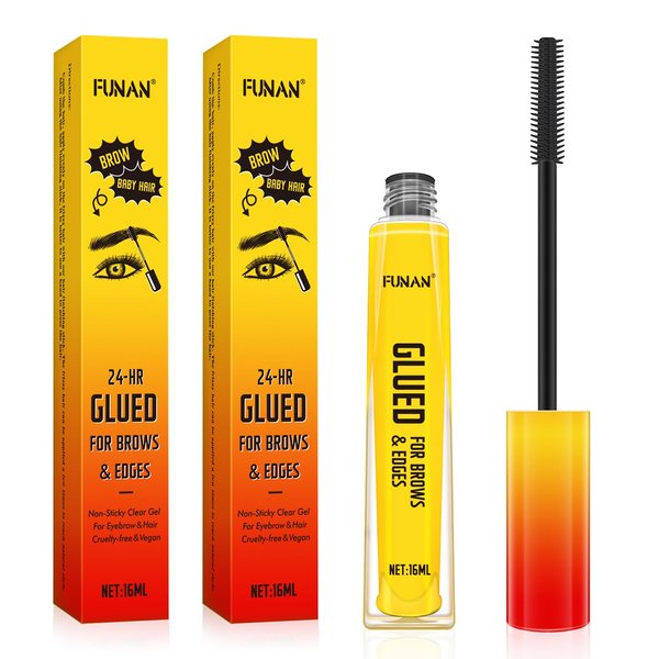 FUNAN Eyebrow Gel,Clear Brow Gel,Glued for Brows & Edges, for Styling Brows,16ml (2 pack)